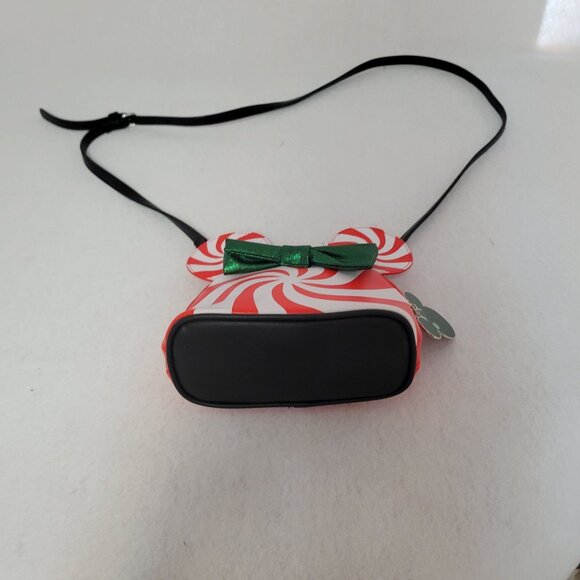 Disney Minnie Mouse Peppermint Swirl Crossbody Bag With Green Bow & Black Strap - Picture 5 of 11